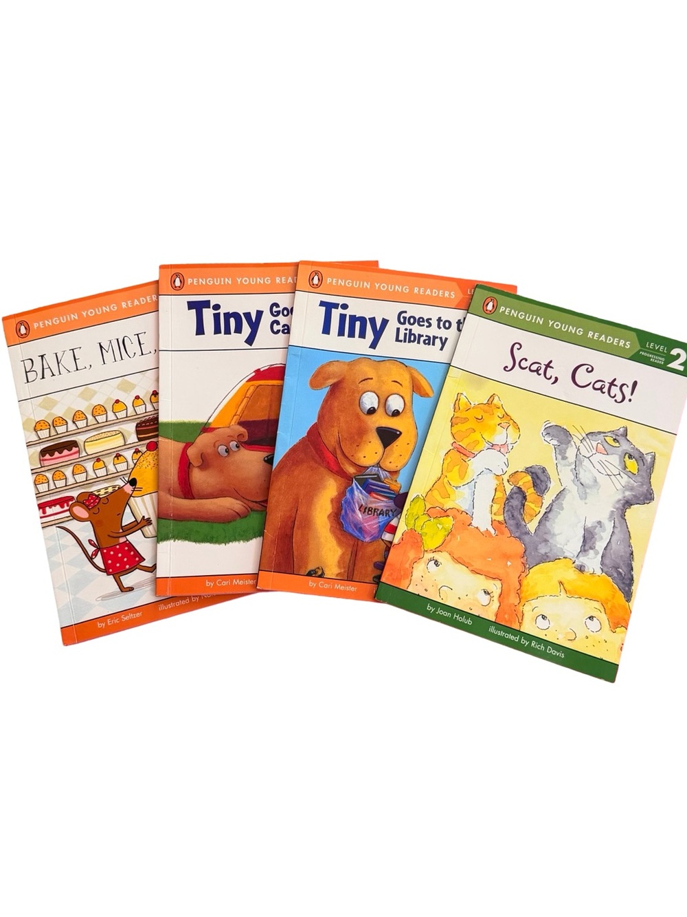 Penguin young readers level 1 & 2 book bundle - tiny, mice, cats - set of 4